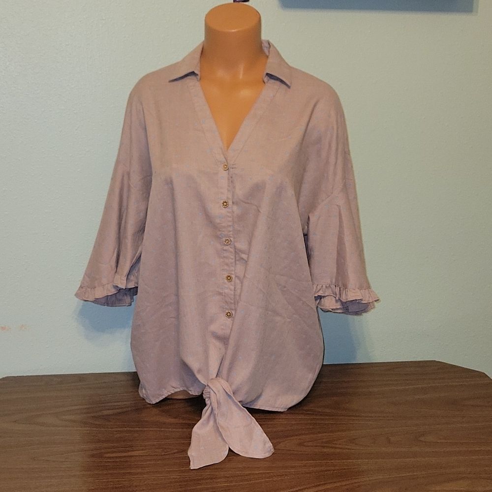 Easel Heart Print Shirt/Top/Blouse sz Small